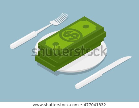 Eating Out Knife And Fork Isolated In Money Stok fotoğraf © MaryValery