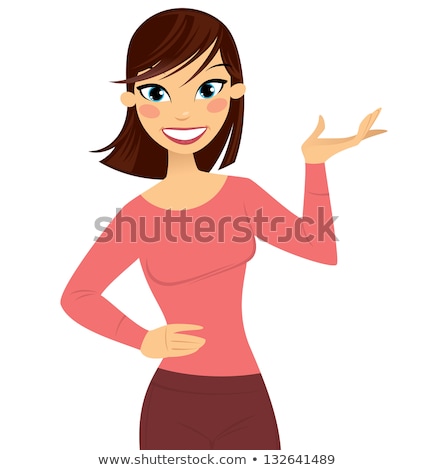 Сток-фото: Beautiful Cartoon Woman Presenting Making A Presentation Gesture