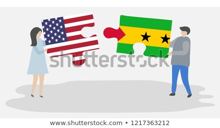 Сток-фото: Usa And Sao Tome And Principe Flags In Puzzle