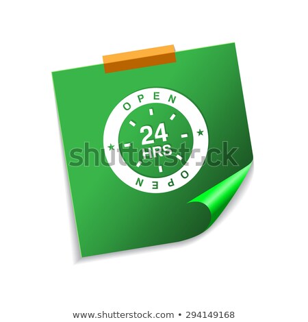 Foto stock: 24 Hours Customer Support Green Sticky Notes Vector Icon