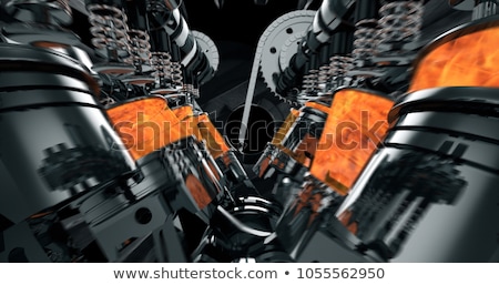 Foto stock: Fire Flame And Engine Pistons