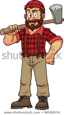 Foto stock: Lumberjack Cartoon Isolated