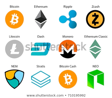 Stok fotoğraf: Digital Vector Cryptocurrency Set Icons Bitcoin Ethereum Lite