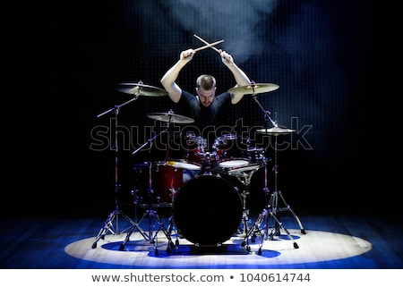 Сток-фото: Drummer Playing On Drum Set On Stage