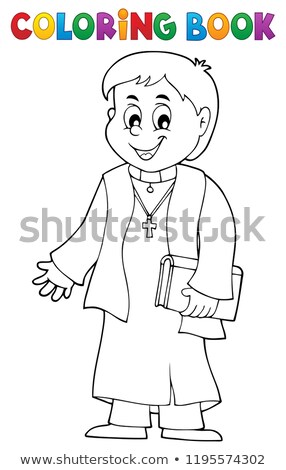 Foto stock: Coloring Book Young Priest Topic 1