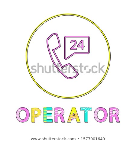 Stock photo: Call Round Linear Button Template With Reciever