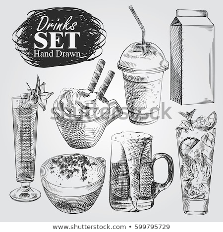 Stockfoto: Background With Different Cocktails Sketch Of Coffee Cocktail