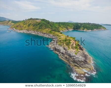 [[stock_photo]]: Phomthep Or Promthep Cave Icon Of Phuket Thailand Aerial View From Drone Camera Of Phromthep Cave
