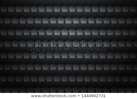 Foto stock: Vector Black Metal Embossed Pattern Pentagon Plastic Grid Background Technology Pentagon Shape Cell