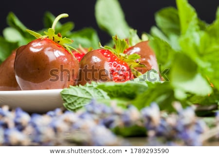 Stok fotoğraf: Ripe Strawberries And Dark Chocolate Spices