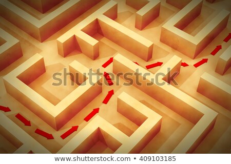 Stock fotó: Red Arrow Showing Path Through Maze