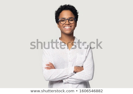 Сток-фото: Young Afro Woman Wearing Eyeglasses Smiling