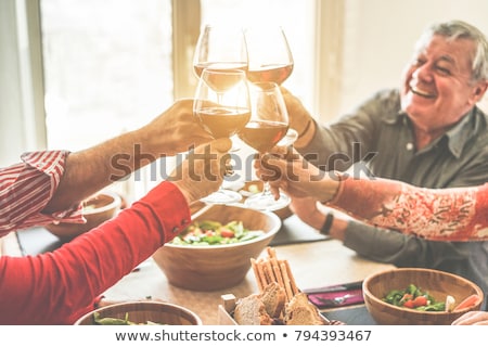 Zdjęcia stock: Senior Woman With Glass Of Red Wine At Home