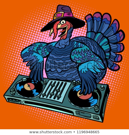 Thanksgiving Turkey Character Dj At The Holiday Party Stok fotoğraf © rogistok