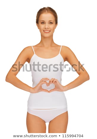 Zdjęcia stock: Woman In Cotton Undrewear Forming Heart Shape