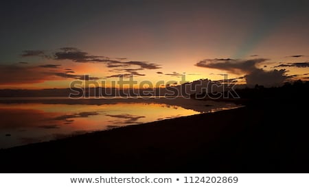 Foto stock: Dramatic Fiery Orange Sunset In Siquijor