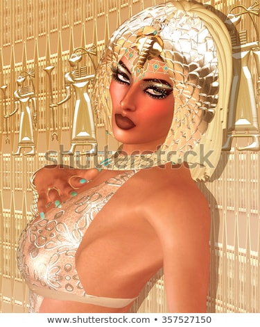 Zdjęcia stock: Beautiful Egyptian Woman Like Cleopatra On Golden Background