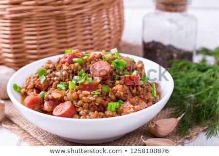 Stock photo: Green Lentil And Chorizo Sausage Stew