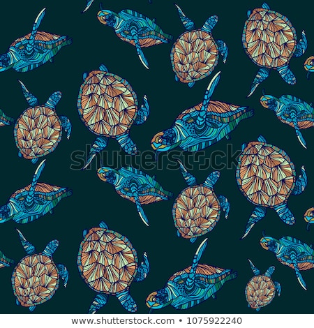 Zdjęcia stock: Water Turtle Seamless Pattern Marine Animal Ornament Reptile W