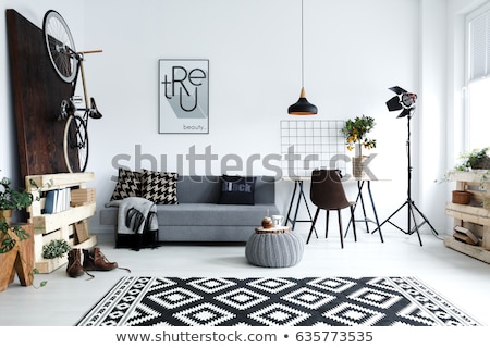 Stock fotó: Stylish Office In Loft Style With Gray Walls