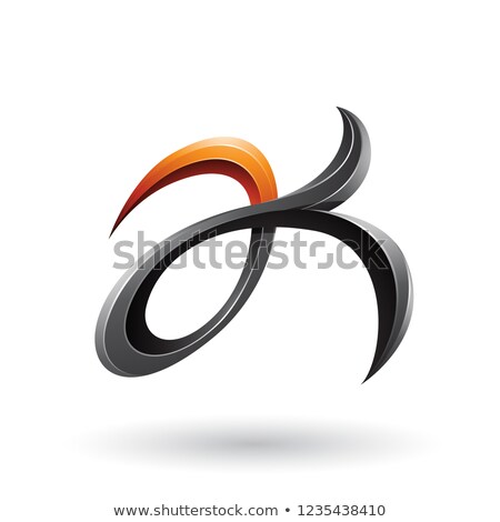 Foto d'archivio: Black And Orange Curly Fish Tail Like Letters A And K Vector Ill