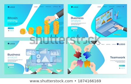 Stok fotoğraf: Bitcoin Brainstorming People With Laptop Vector