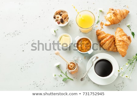Stock fotó: Coffee Juice And Croissants Breakfast