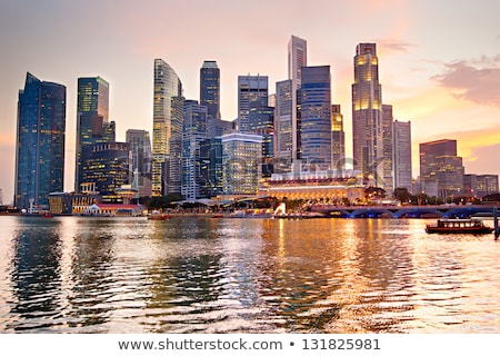 Сток-фото: Singapore Skyline And River In Evening