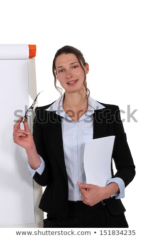 Stok fotoğraf: Brunette Delivering A Briefing