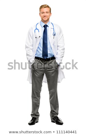 Stock fotó: Full Length Of Young Doctor With Clipboard And Stethoscope
