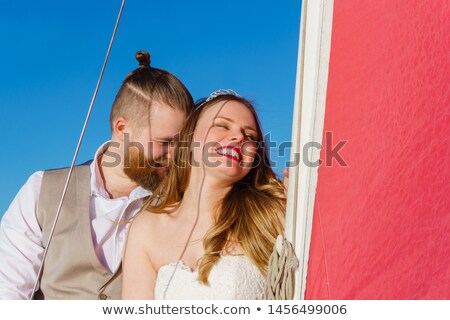 Foto stock: Gentle Woman On Sailboat