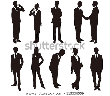 Stok fotoğraf: Business Man And Woman Silhouette On Phone