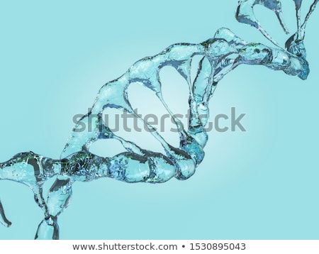 Foto stock: Science Background With Dna Molecules From Water On Black 3d Re