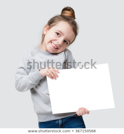 Foto stock: Little Girl Showing Postcard