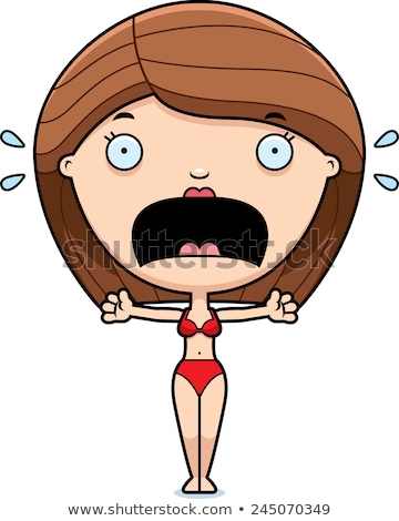 Stock photo: Scared Cartoon Woman Bikini