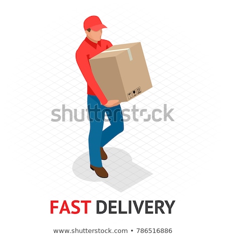 Stock foto: Fast Delivery Concept Courier Order Worldwide Shipping Fast And Free Transport Flat Vector Illus