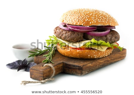 Stockfoto: Hamburger On The Wooden Board