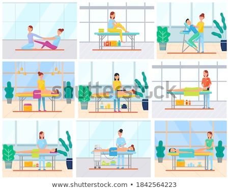 Stockfoto: Massage Apparatus And Chair Masseuse With Client