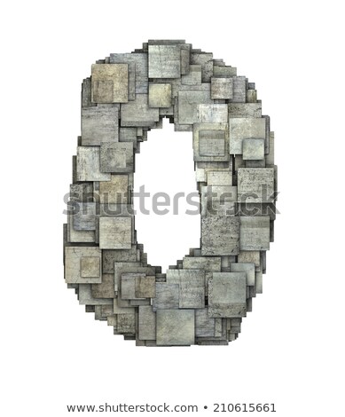 Stock photo: 3d Gray Tile Zero Number Fragmented On White