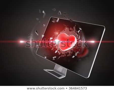Stok fotoğraf: Red Heart Destroy Computer Screen