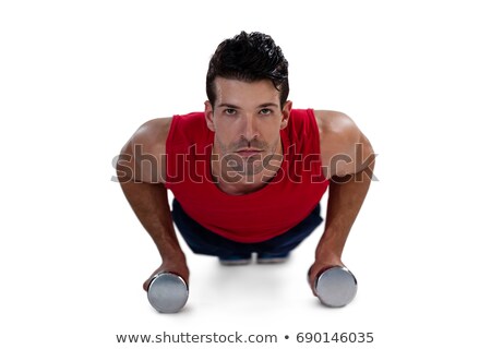 Stock fotó: Portrait Of Determined Sports Player Exercising With Dumbbells