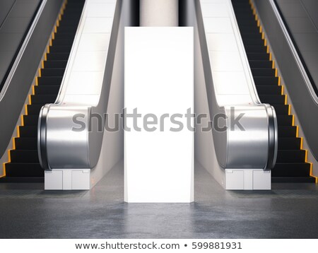 Сток-фото: Blank Advertising Stand Near Escalator 3d Rendering