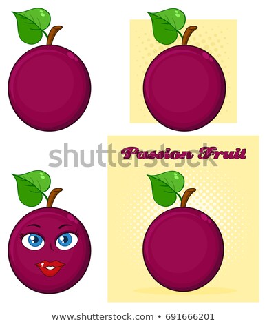 Passion Fruit With Heart Leaf Cartoon Drawing Simple Design Stock foto © HitToon