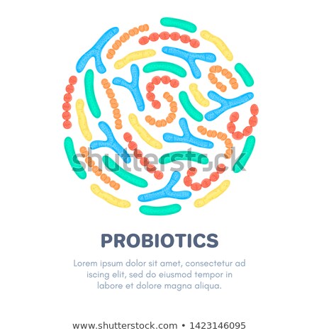 Foto stock: Vector Probiotics In Circular Shape Lactobacillus Microbiome Medicine Or Dietary Supplement