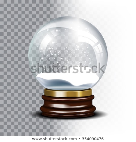 Foto d'archivio: Empty Snow Globe Vector Shadows Reflection And Lights Glass Sphere On A Stand Isolated On Transp