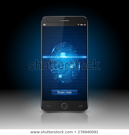 Foto stock: 3d Realistic Cell Phone With Security Fingerprint