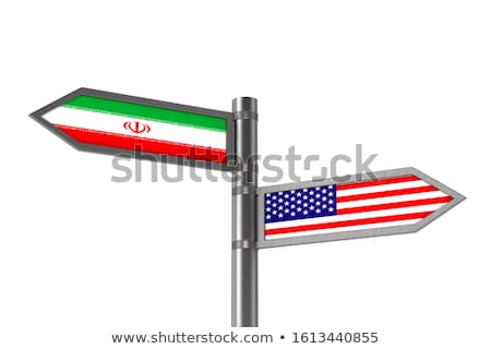 Foto stock: Relationship Between America And Iran On White Background Isola