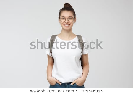 Stockfoto: Teenage Girl In Blank White T Shirt With Bag