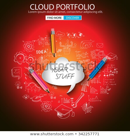 Сток-фото: Cloud Portfolio Concept With Doodle Design Style