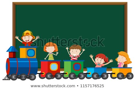 Stock fotó: Children In Train Infront Of Blackboard